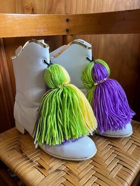 Custom Mardi Gras marching band boots, parade ready!!